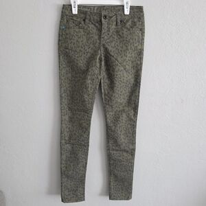 Hurley Womens Skinny 81 Olive Green Black Animal Leopard Print Pants Size 25